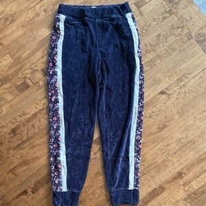 Rebecca Taylor Navy Floral velour Joggers